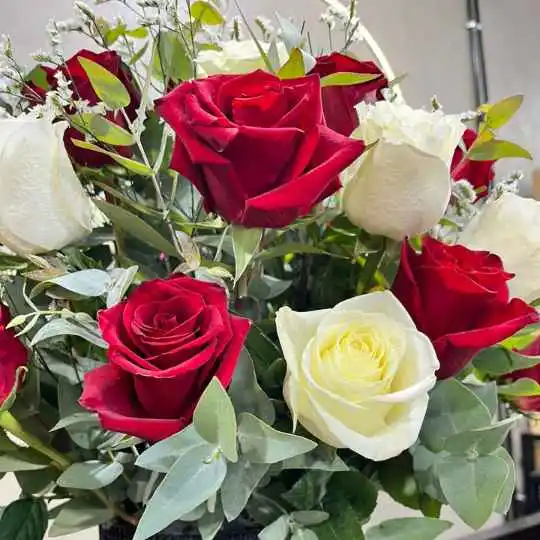 caja pote strass black con rosas importadas